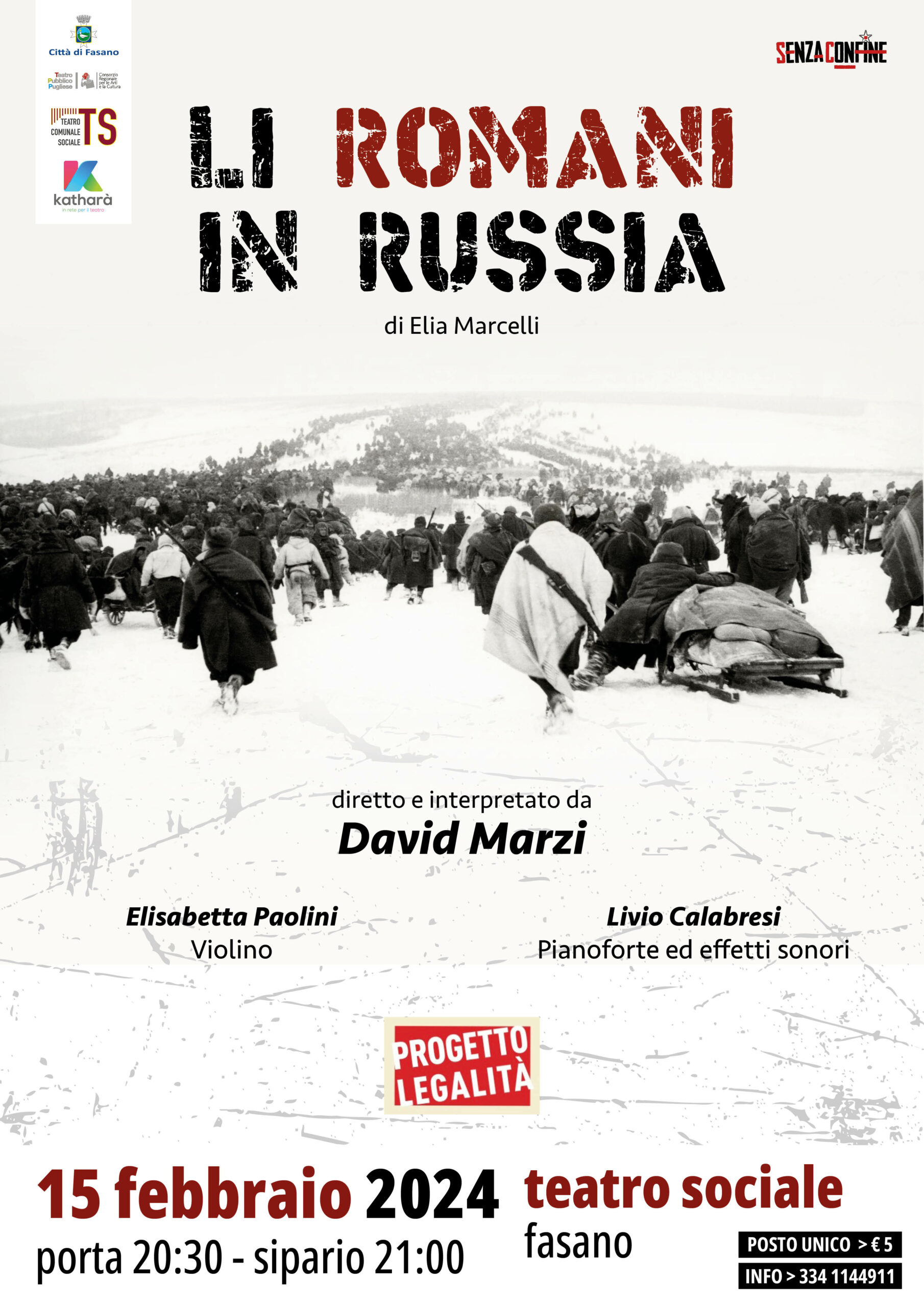 «Li romani in Russia»: in scena con il ‘Progetto Legalità’ il dramma della guerra in versi romaneschi