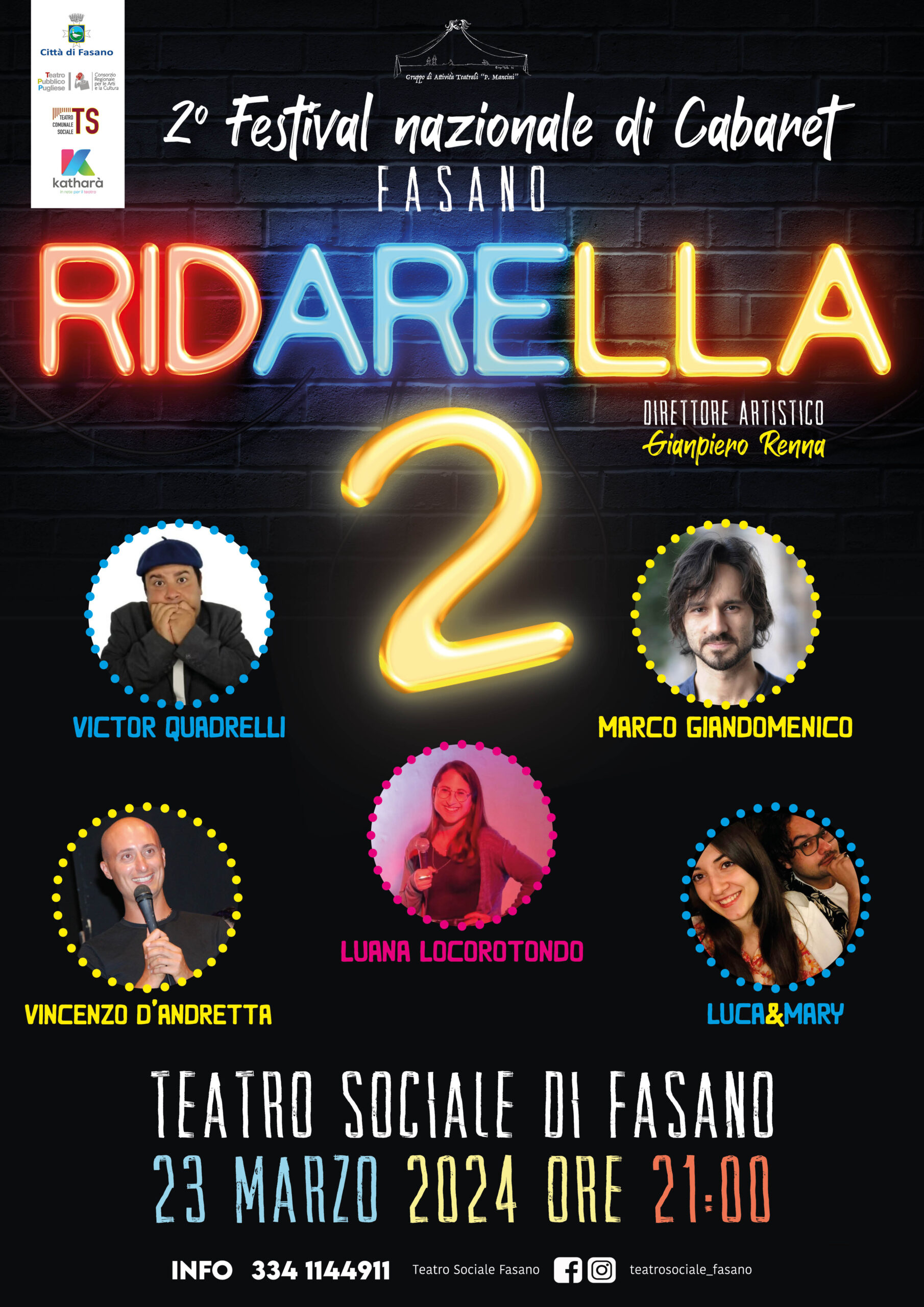 «Ridarella», ecco i finalisti! Via alla prevendita del 2° Festival di Cabaret Città di Fasano